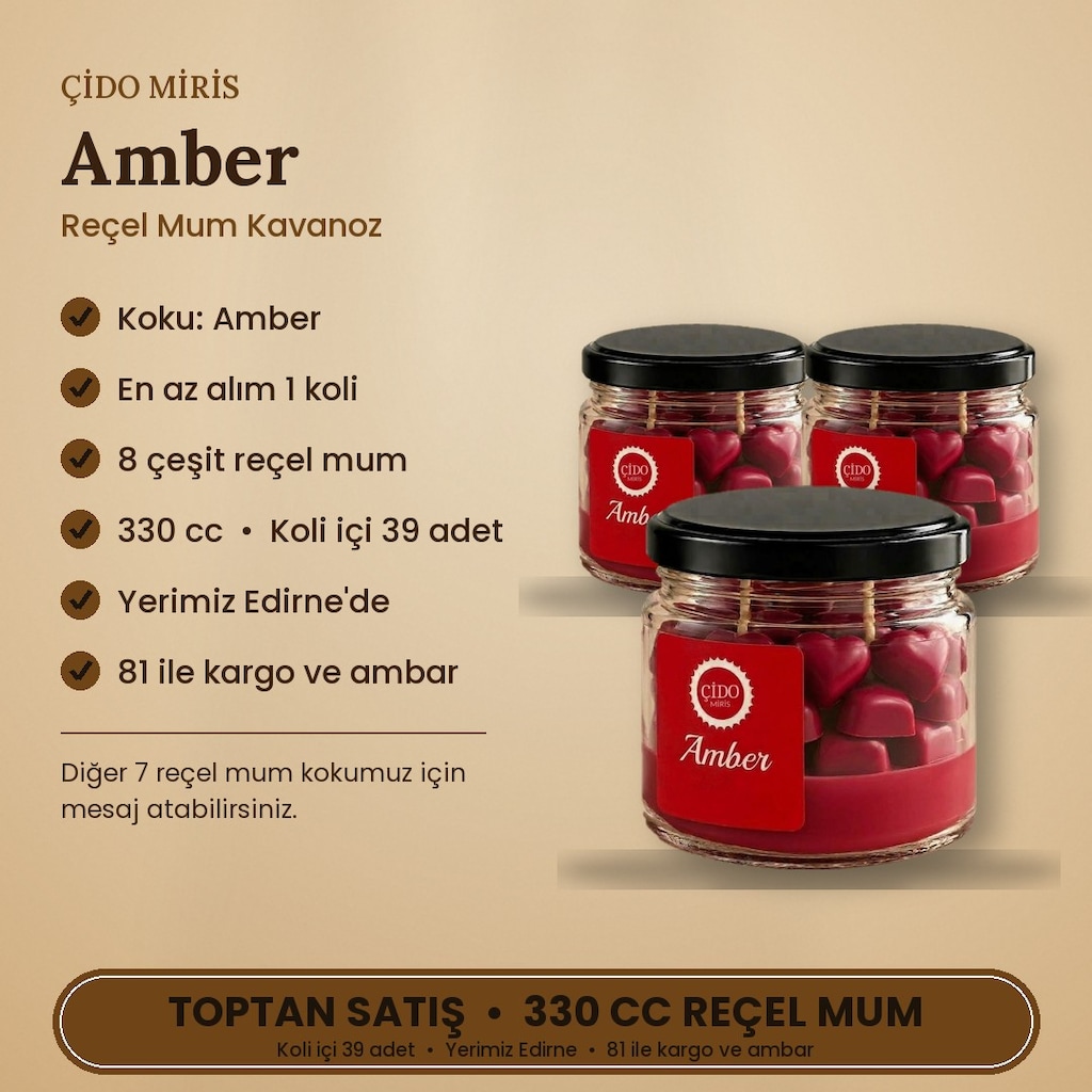 ÇİDO MİRİS REÇEL MUM 330CC AMBER ORİJİNAL - 2