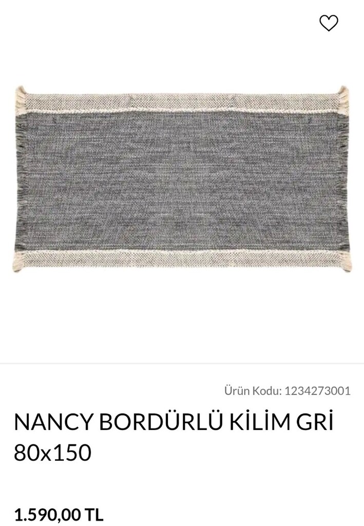 NANCY BORDÖRLÜ KİLİM GRI 80X150