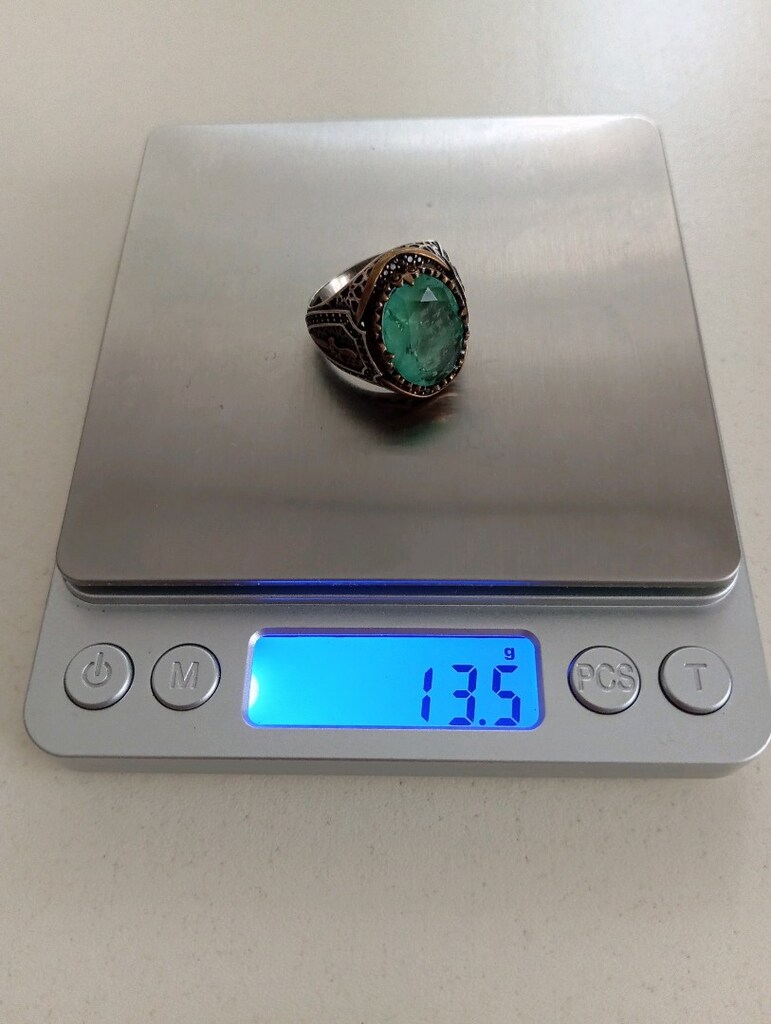 Paraiba taşlı 925 ayar gümüş yüzük - 7
