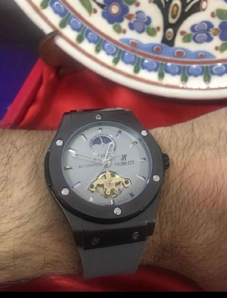 Hublot Geneve otomatik Siyah Gri Skeletonlu erkek kol Saati.. - 2