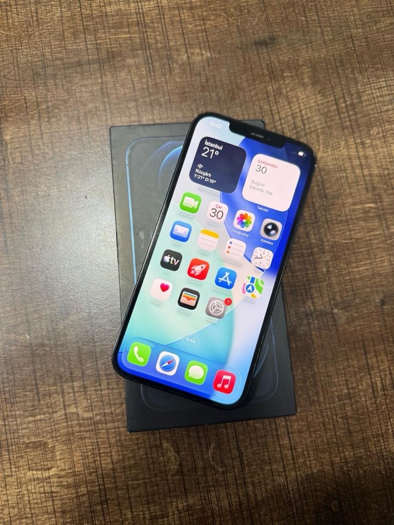 İPHONE 12 PRO MAX 256 GB YURTİÇİ DEĞİŞENSİZ HERŞEYİ ORJİNAL MAVİ RENK - 10