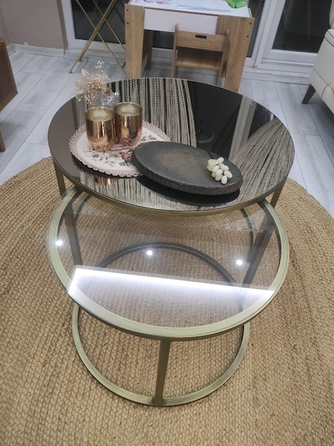 Şık ve Modern 2'li Gold Orta Sehpa Seti - 2