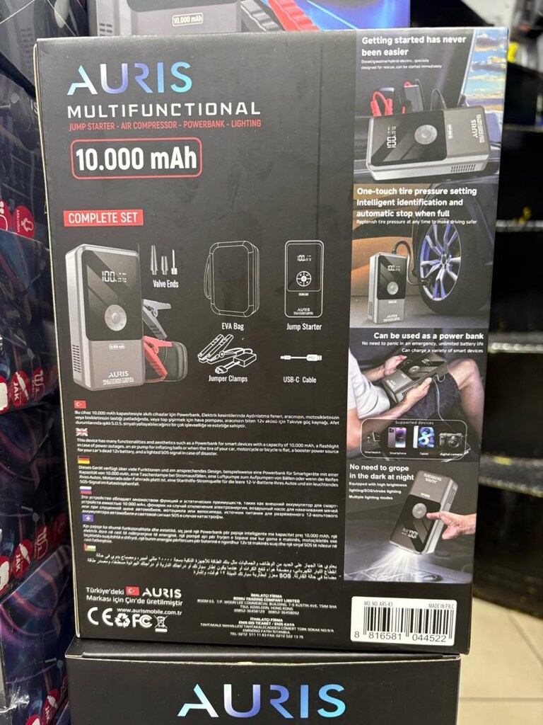 Auris Çok Fonksiyonlu Akü Takviye Cihazı +Hava Pompası + Powerbank - 3