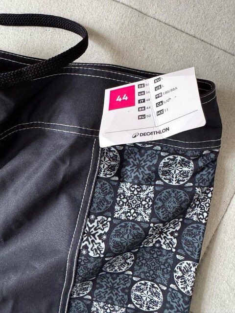 Erkek Uzun 19" Deniz Şortu/Boardshort - Siyah - Desenli - 500 ARCH