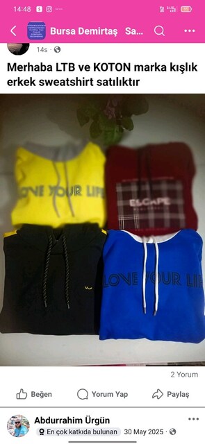 LTB ve KOTON marka sweatshirt (S) ve (M) beden 4 Tane