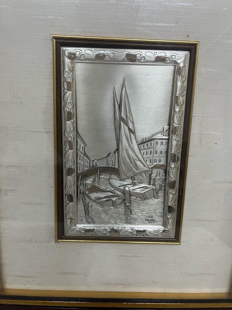 İtalyan Vintage Gümüş Kaplama Tablo - 2