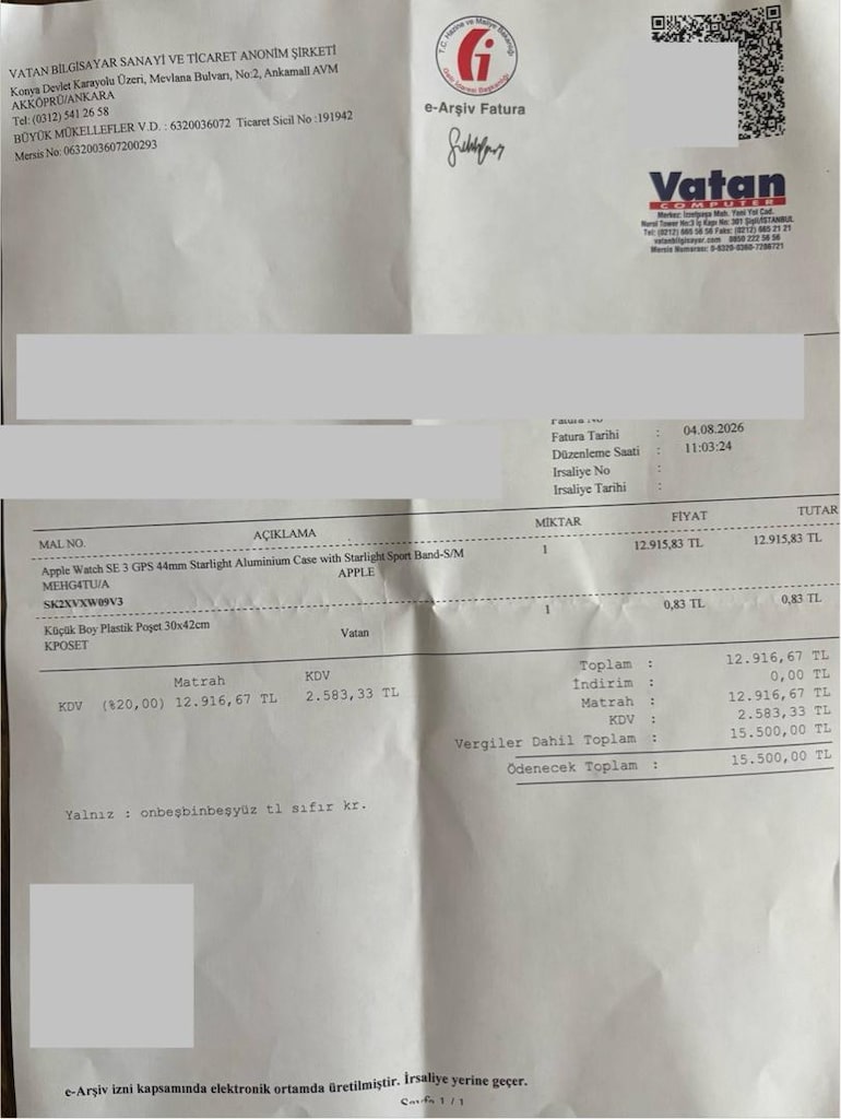 4 Ağustosta Vatan dan alındı. 0 ürün kurulum yapılmadı. - 2