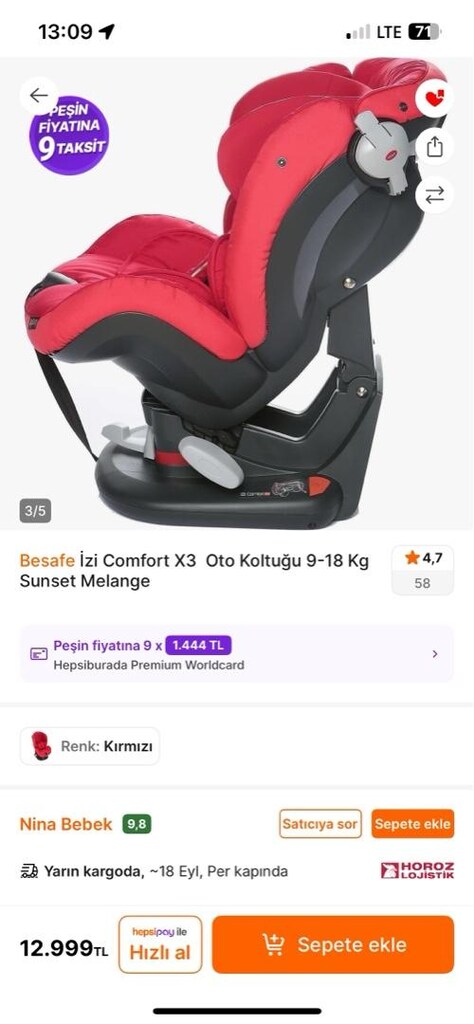 BeSafe iZi Comfort X3 Oto Koltuğu (9–18 kg, Isofix) – Sıfır Ayarında - 3
