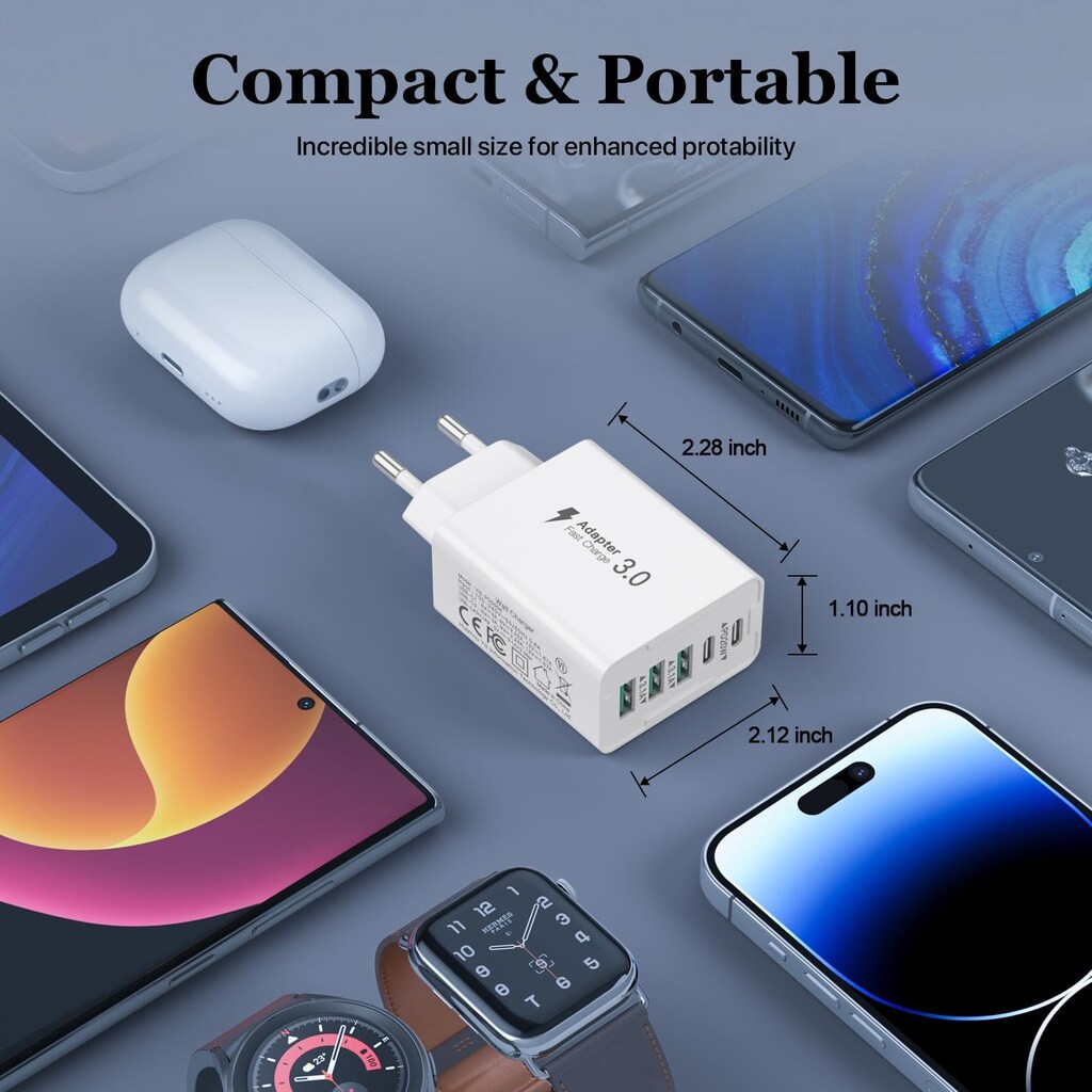 paket USB şarj cihazı, çoklu, 50 W cep telefonu şarj cihazı - 7