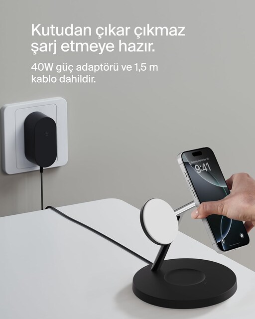Belkin BoostCharge Pro 3'ü 1 Arada Kablosuz Şarj Standı