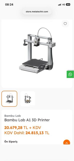 Sıfır Kondisyonunda Bambu Lab A1 - Metatech Garantili
