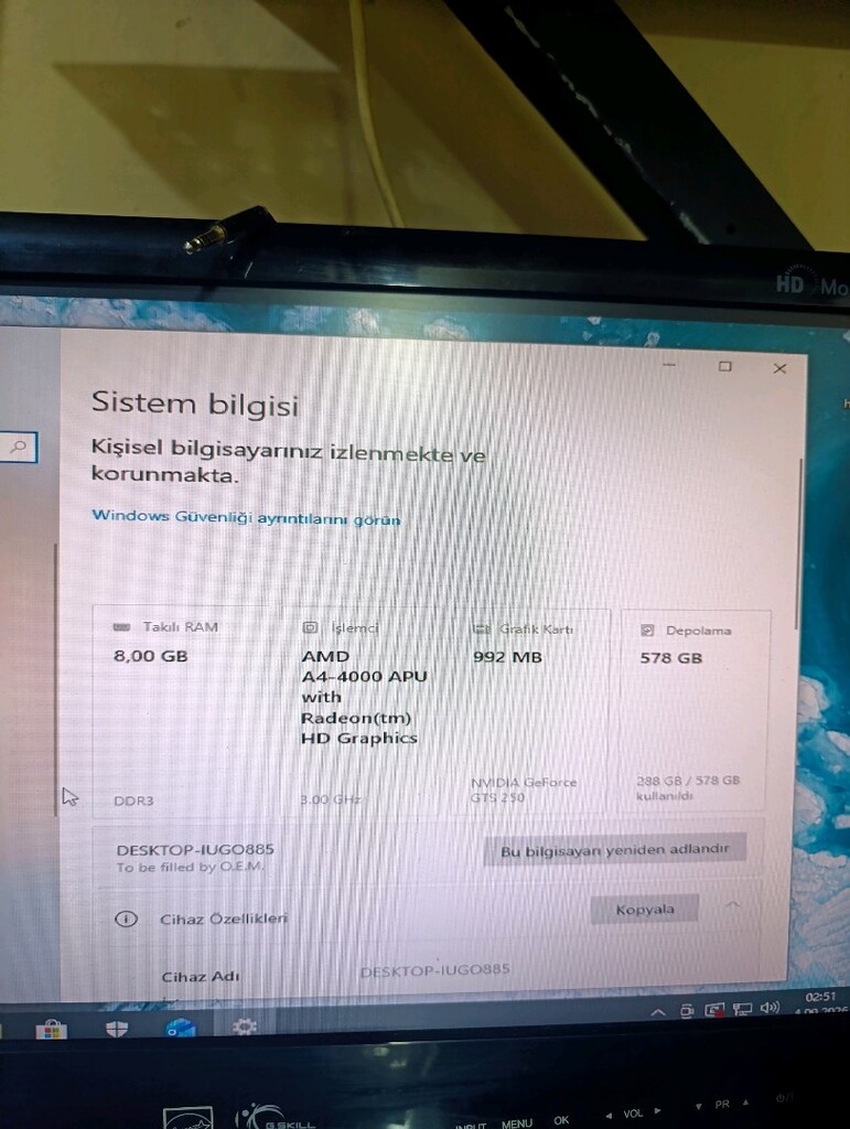 TEMİZ MASAÜSTÜ KASA - AMD A4 / 8 GB RAM / SSD + HDD / OYUN & OFİS - 7