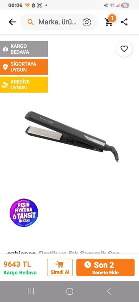ACİL SATILIK!!Lutfen ciddi alıcılar!Remington saç düzleştirici - 9