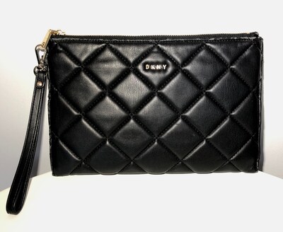 DKNY Siyah Kapitone Bileklik / Clutch Çanta