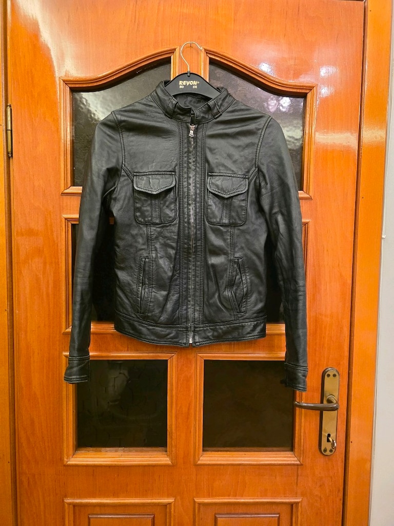 siyah hakiki deri biker ceket - 17