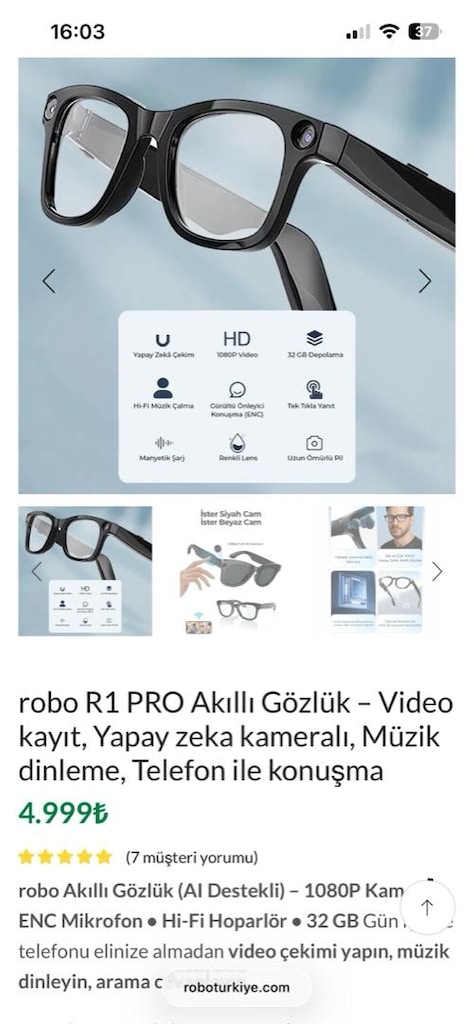 Robo akıllı gözlük R01 PRO