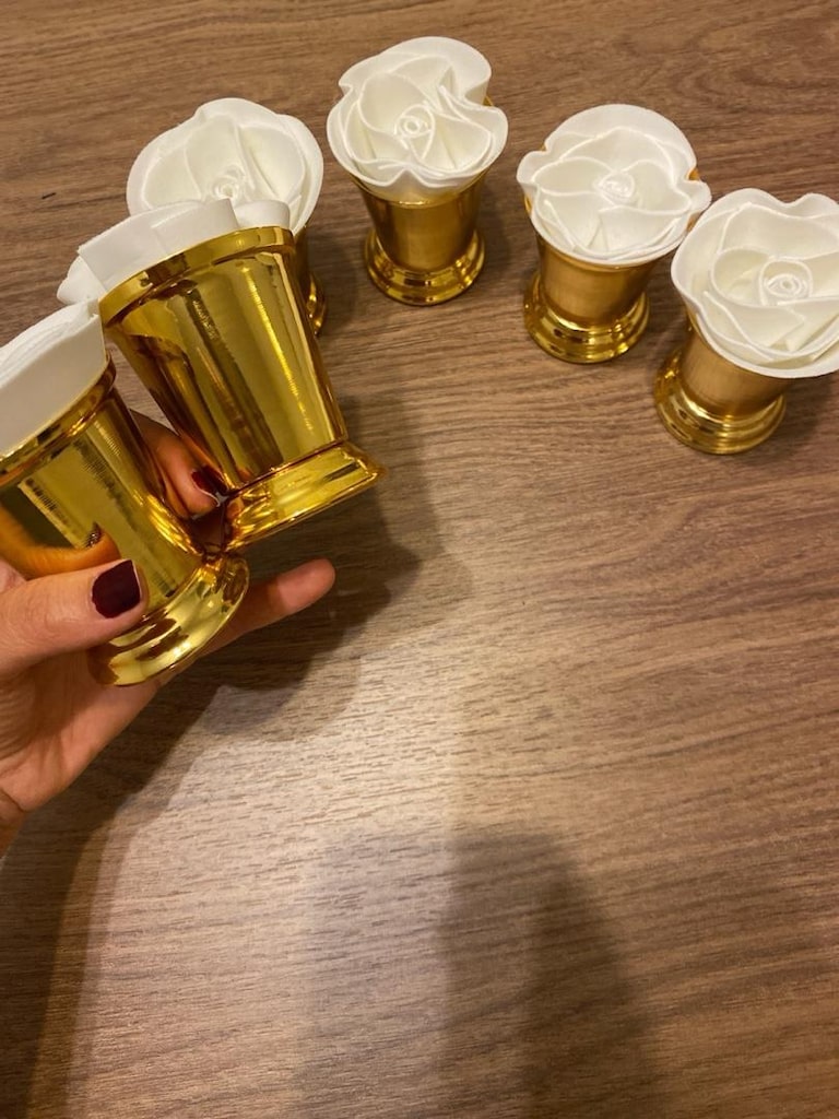 6 adet gold şık gül ve gül kovasıSIFIR ÜRÜN - 3