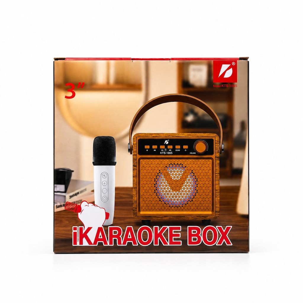 ULTRATEKNO KTS-1865 Ahşap Bluetooth Karaoke Hoparlör Kablosuz Mikrofon - 3