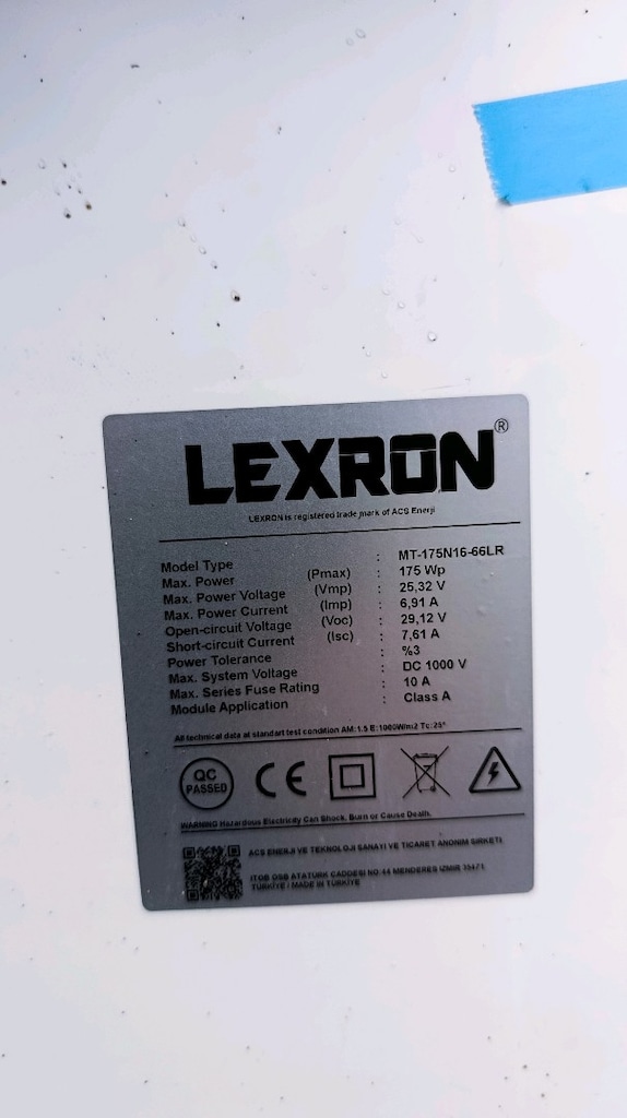 175watt lexron güneş paneli (çok az kullanıldı)