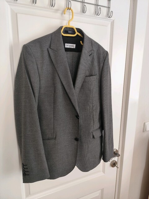 Süvari Slim Fit Antrasit/Gri Takım Elbise - 50/6 Beden + gömlek
