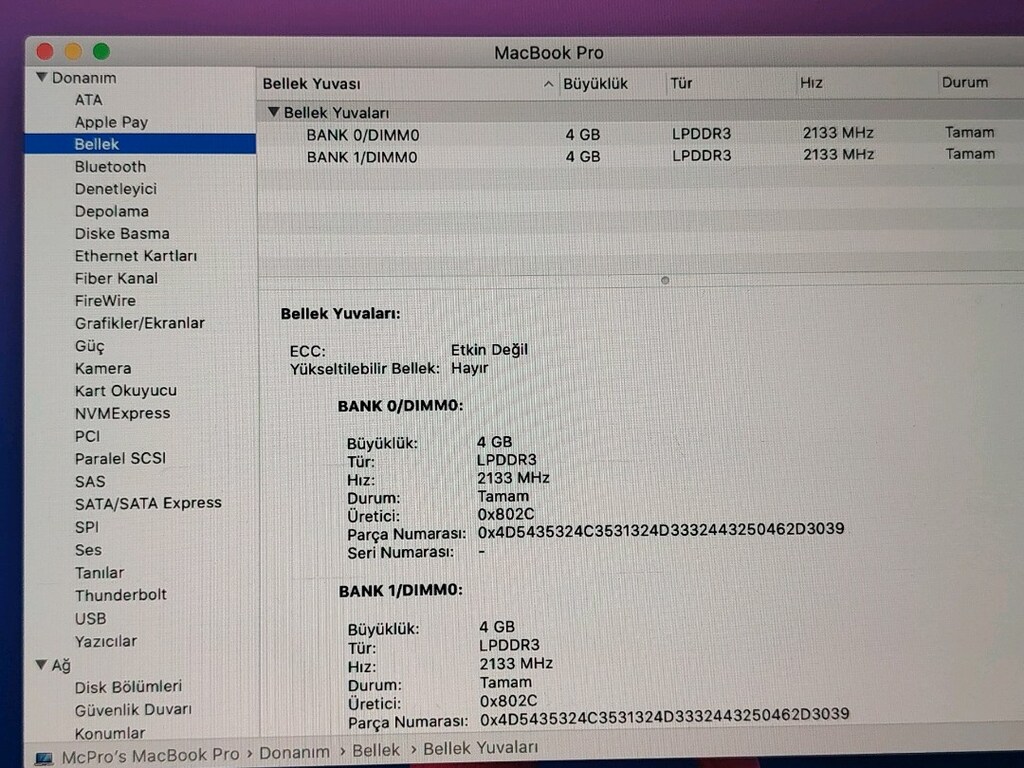 MacBook PRO 2017 TOUCBARLI 8GB RAM 256GB SSD TERTEMİZ - 2