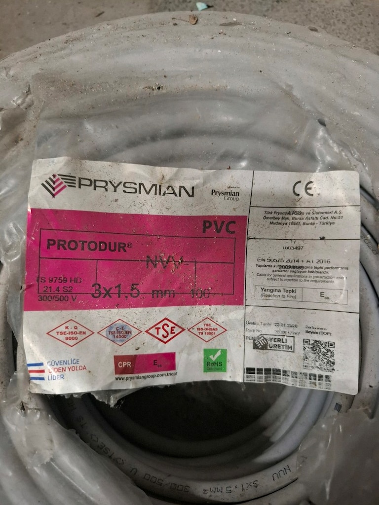 pyrysmıan 3x15 antigron kablo 95 metre - 2