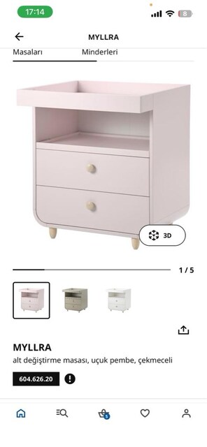 ikea myllra alt değiştirme masası