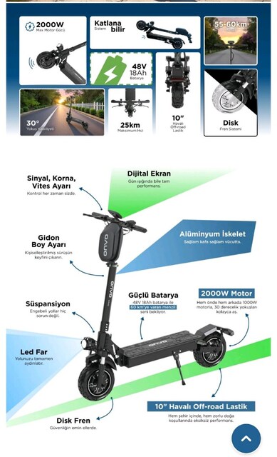 onvo ov-013 x plus elektrikli scooter