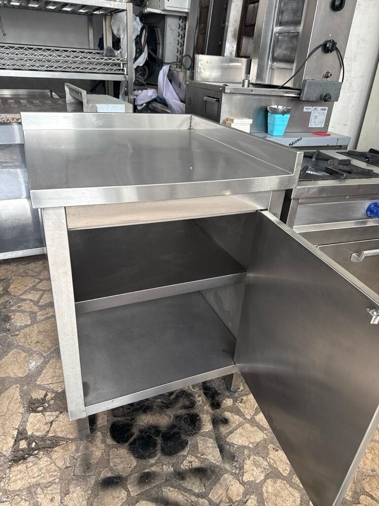 70x75 cm kapaklı krom ara raflı tezgah paslanmaz krom tezgah çalışma - 2