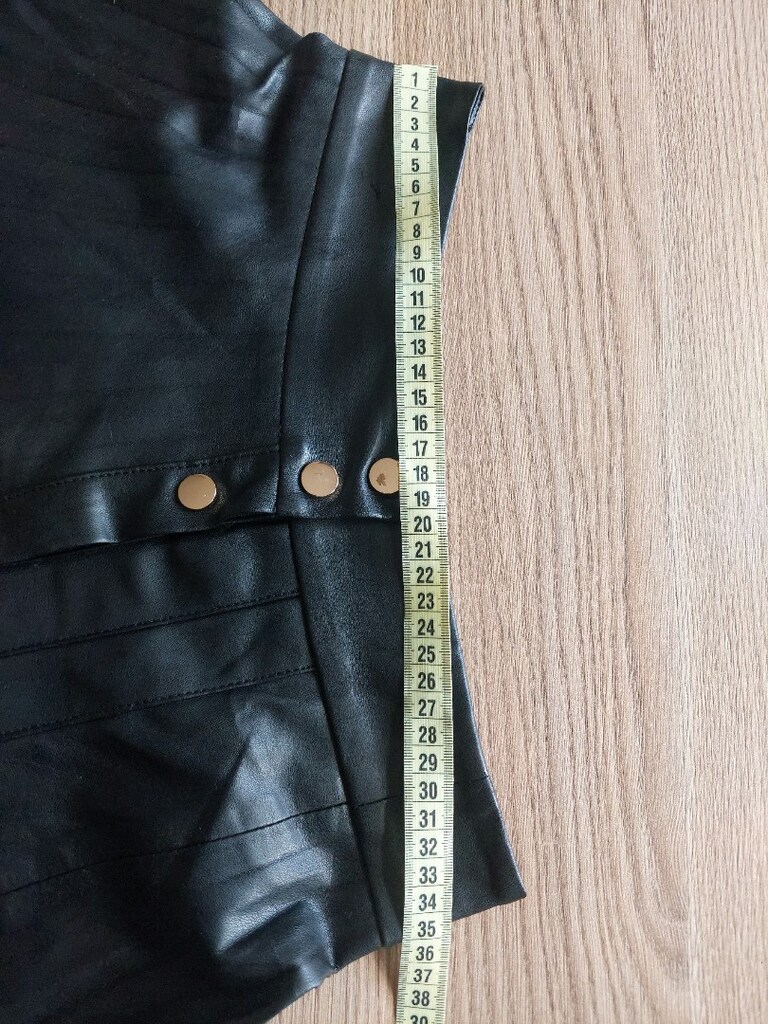H&M deri görünüm çıtçıtlı yelpaze etek - 10