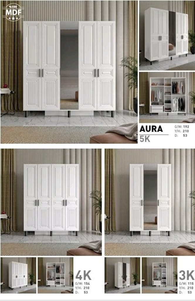 Dolap gardırop Elbise Dolabı mebran Mdf sıfır lüks - 5