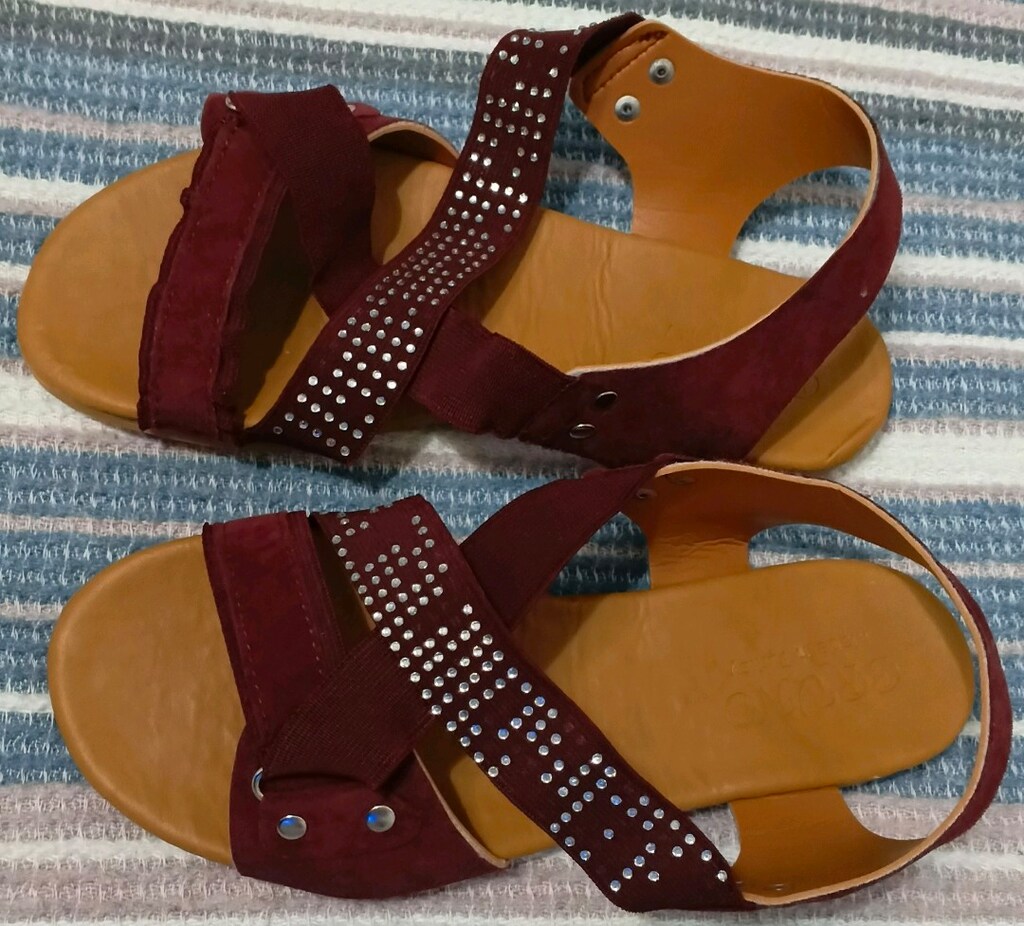 Bordo Taşlı Bayan Sandalet - 3