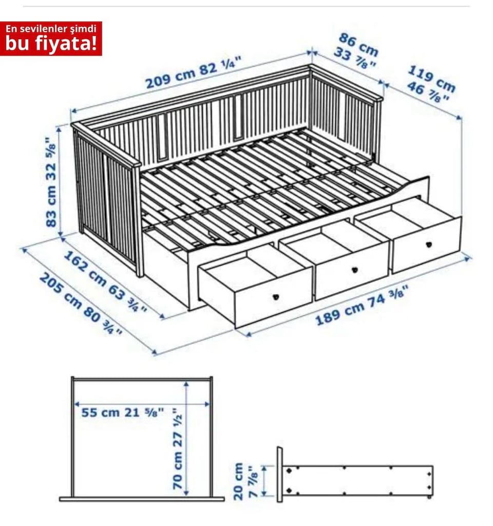 Hemnes Divan Beyaz 80x200 - 2