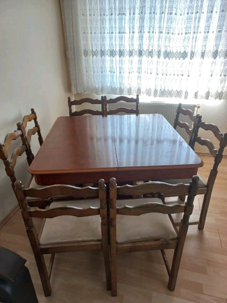 CEVİZ RENGİ 12 KİŞİLİK YEMEK MASASI 8 ADET AHŞAP SANDALYE - 3