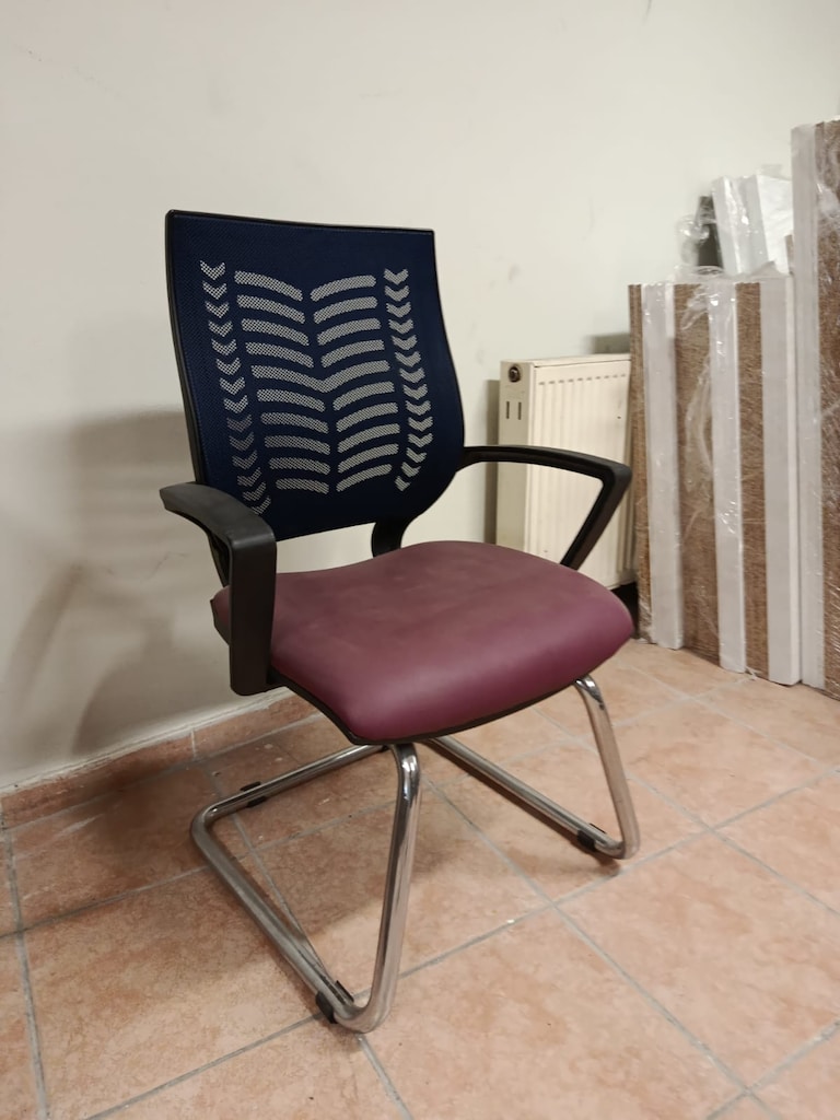 KLAS OFİS ÜSKÜDAR MOR DERİ FİLELİ MİSAFİR BEKLEME SANDALYESİ - 2