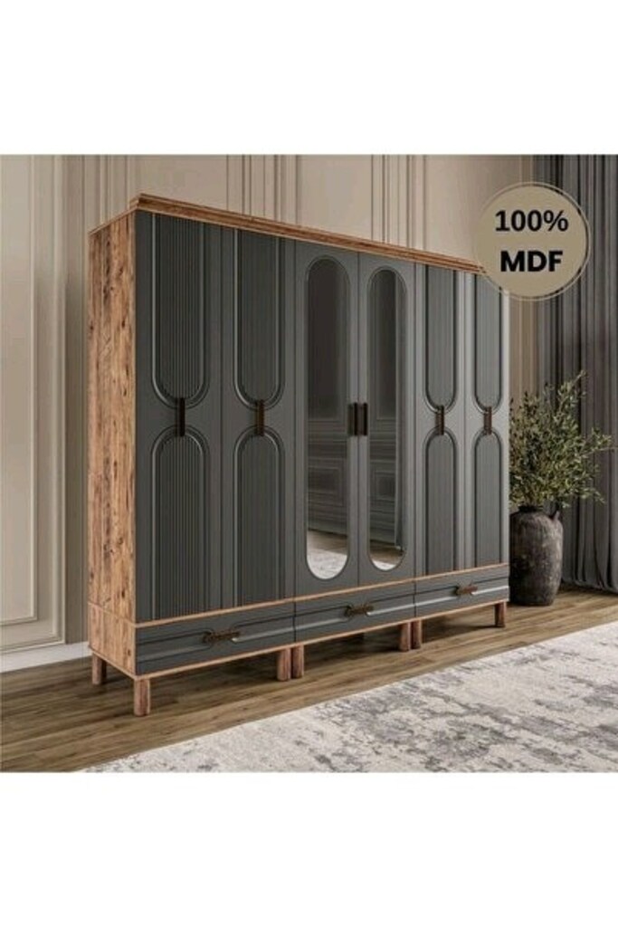 6 Kapaklı MDF Gardırop, 6 Kapılı Bohem Dolap SIFIR MAĞAZADAN - 4