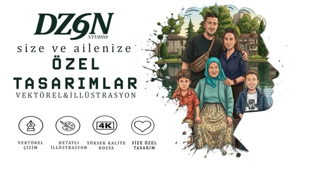 SİZE VE AİLEMİZE ÖZEL İLLÜSTRASYON ÇİZİM