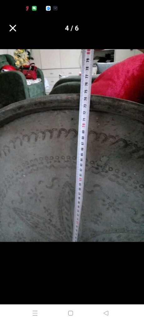eski, dövme bakır tepsi - 3