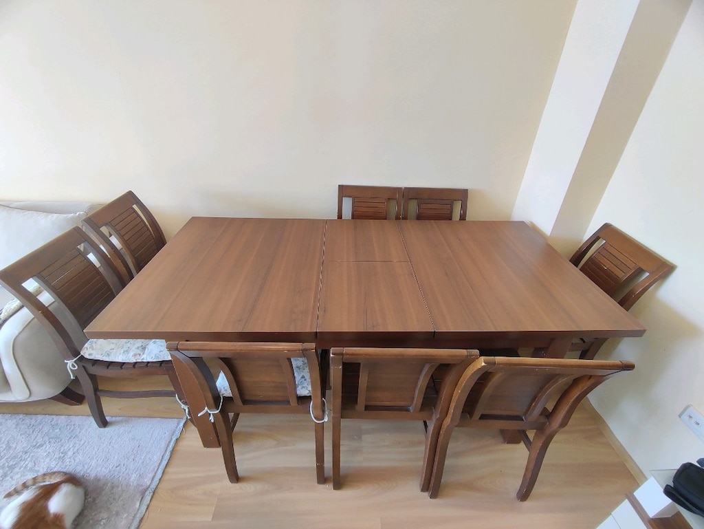 Masif Ahşap Açılır Yemek Masası Takımı – 8 Sandalyeli – 150x90(190 cm) - 4