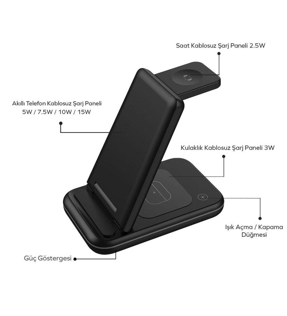 Woyax by Deji iPhone-Watch-Airpods Uyumlu Katlanabilir 15W Hızlı Wirel - 2