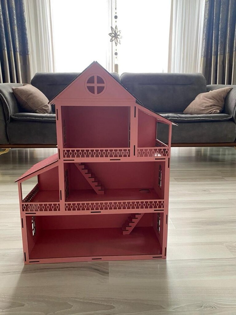 Pembe Ahşap Barbie Evi - 2