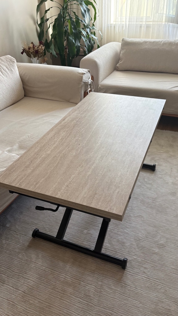 Akıllı Sehpa - Yemek Masası | 60x120 → 120x120 | Yükseklik Ayarlı