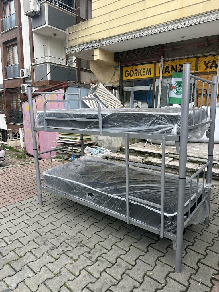 AYRILABİLİR METAL GRİ RANZA IKI YATAK AYNI GÜN ÜCRETSİZ TESLİMAT - 9