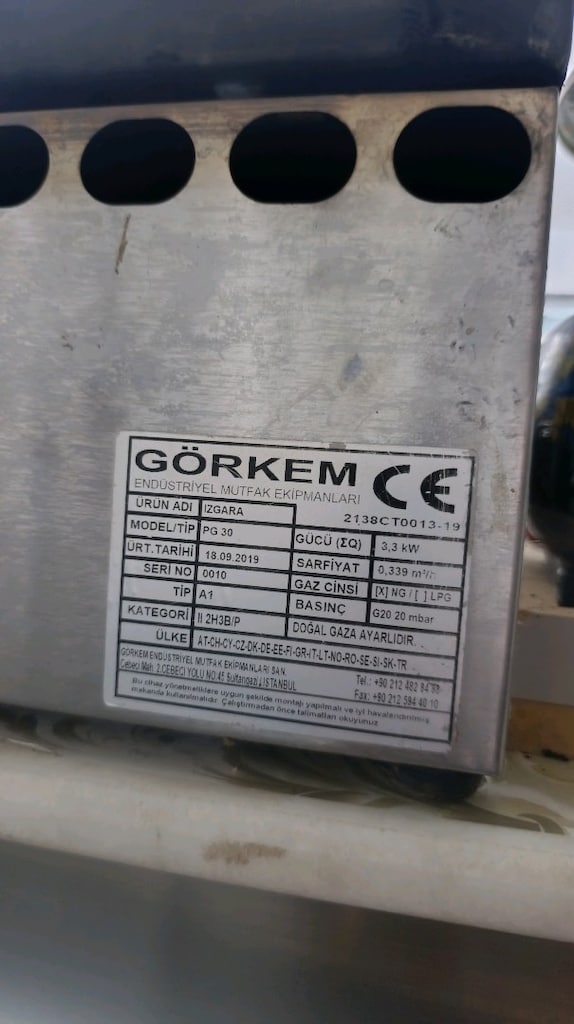 Görkem PG 30 Gazlı Sanayi Tipi Düz Pleyt Izgara (Doğalgaz / LPG) - 3