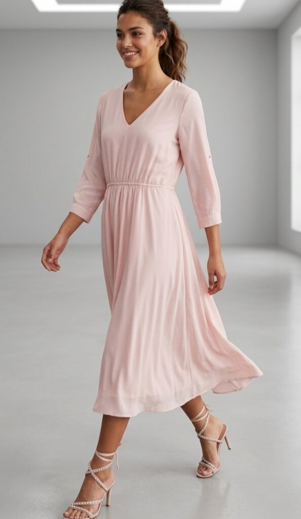 TRENDYOL MİLLA 38 pudra pembe Midi Elbise KOTON MNG