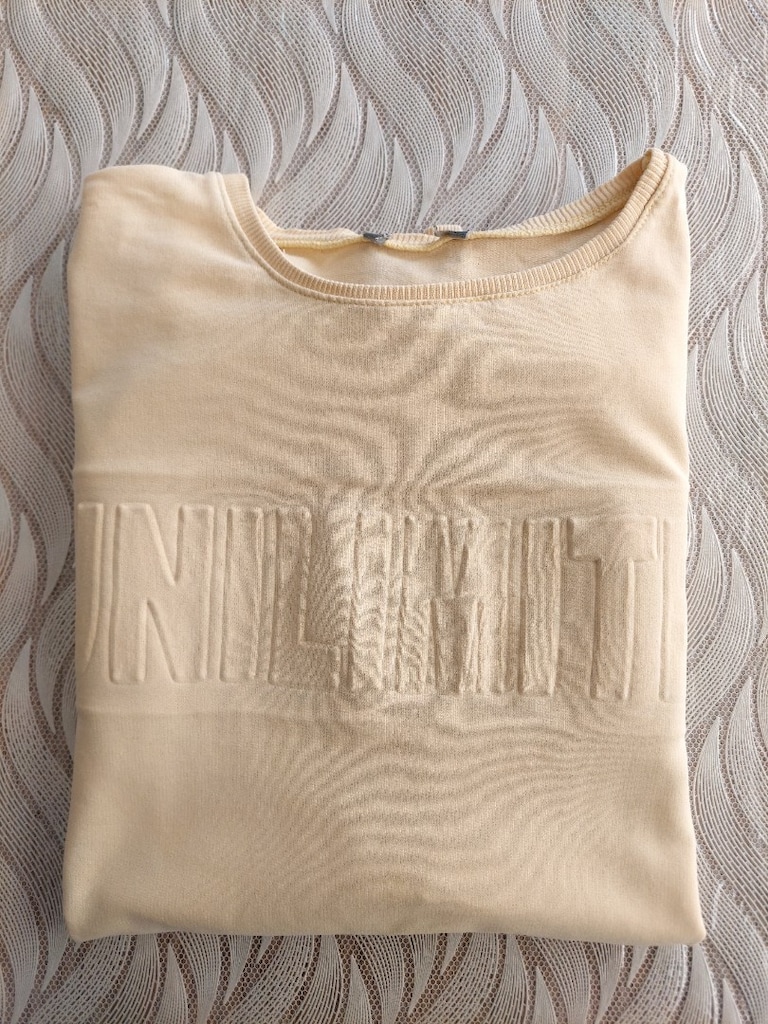 Kabartma yazı desen parlak sarı sweatshirt - 7