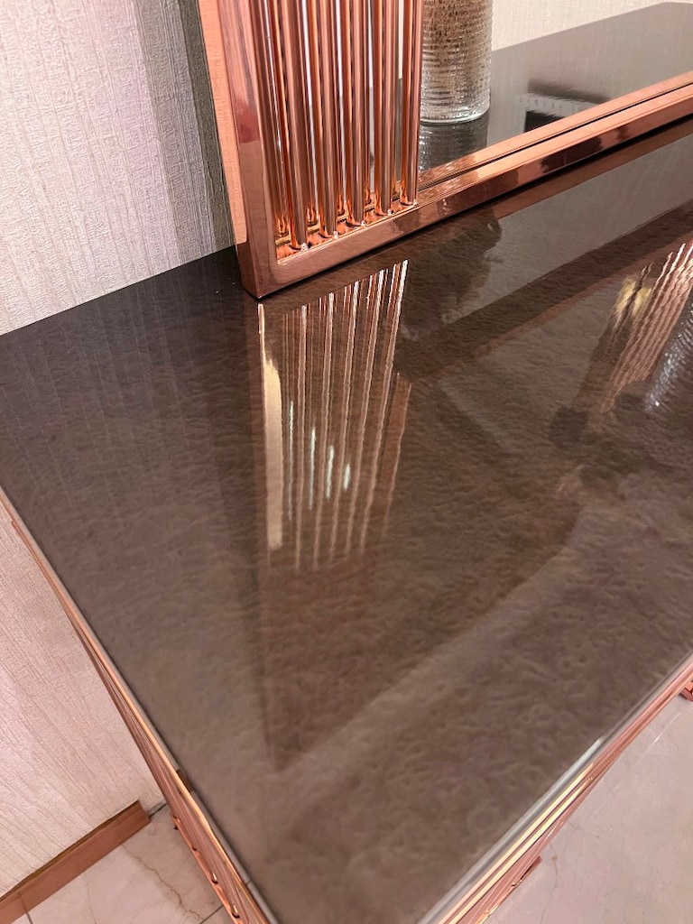 Rose Gold Aynalı Dresuar – Füme Cam Üst – Lüks Tasarım - 2