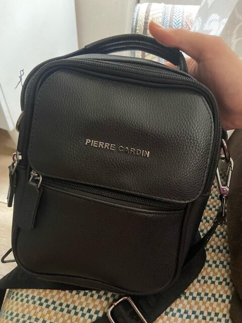 pierre cardin siyah deri omuz çantası