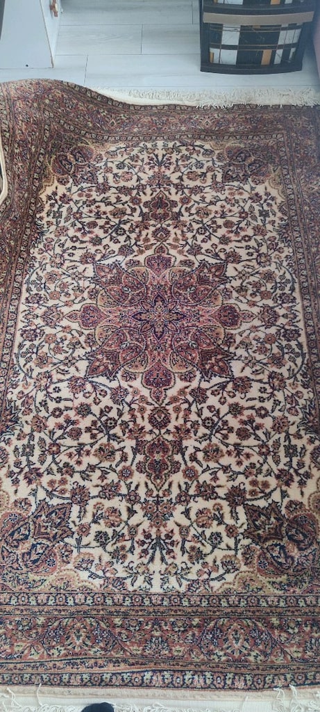 vintage İran halısı nostaljık orta boy saçaklı hali - 4