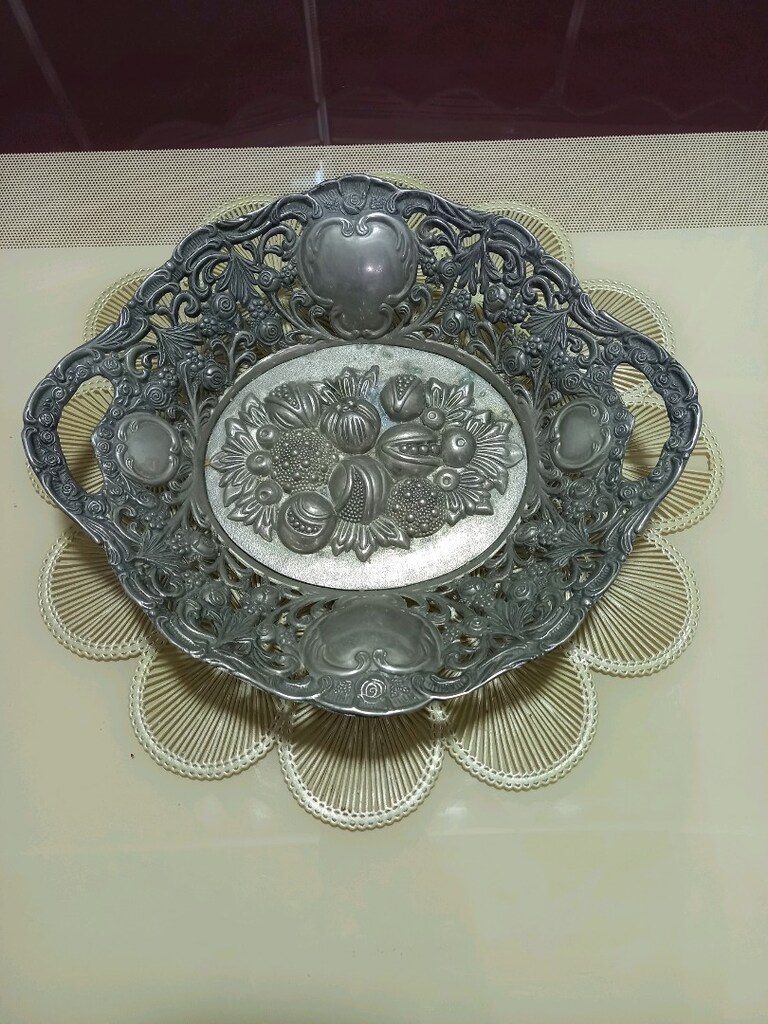 Alman gümüşü kabartmalı meyve tabağı - 6